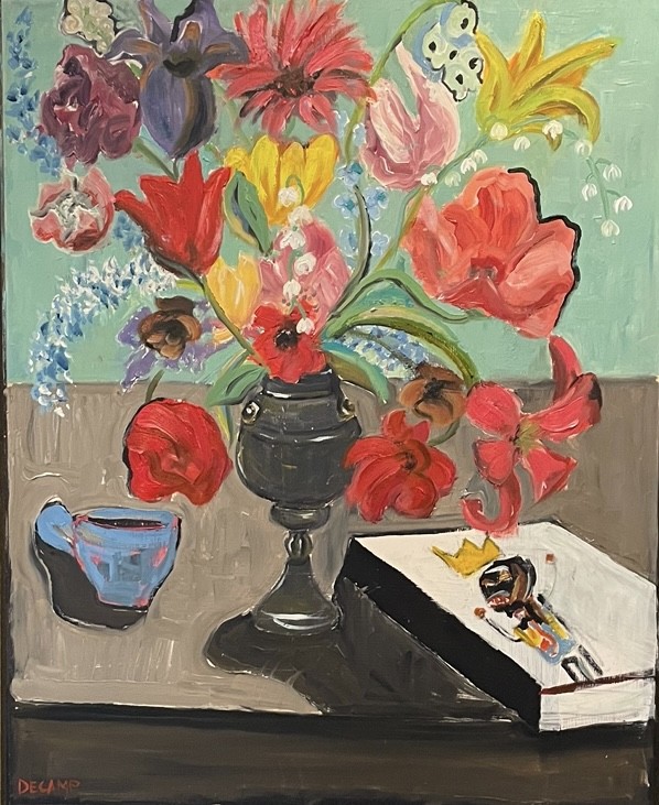 Day with Basquiat, Oil on panel by Annie Decamp