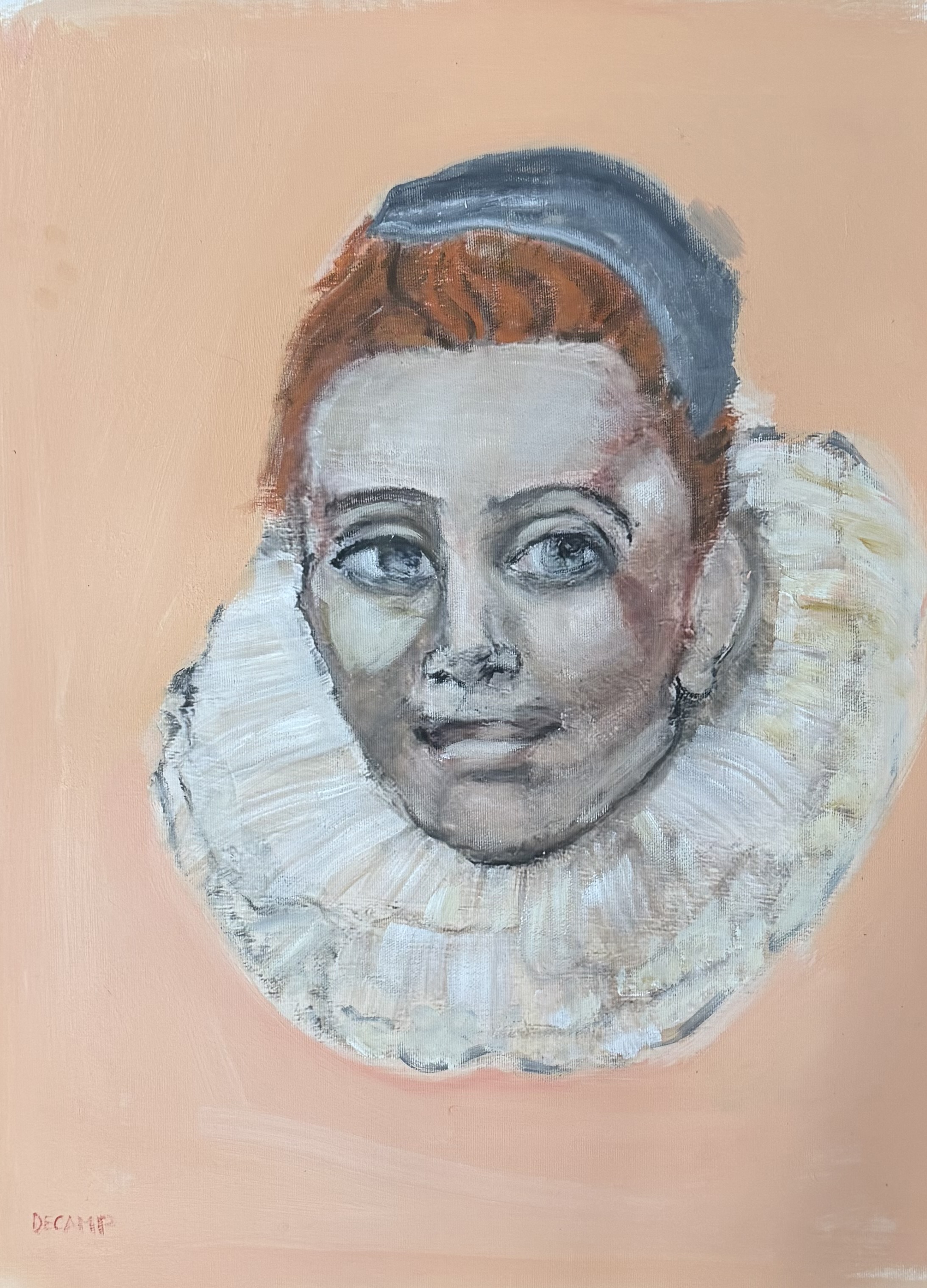Dreamer, framed, Oil on canvas by Annie Decamp