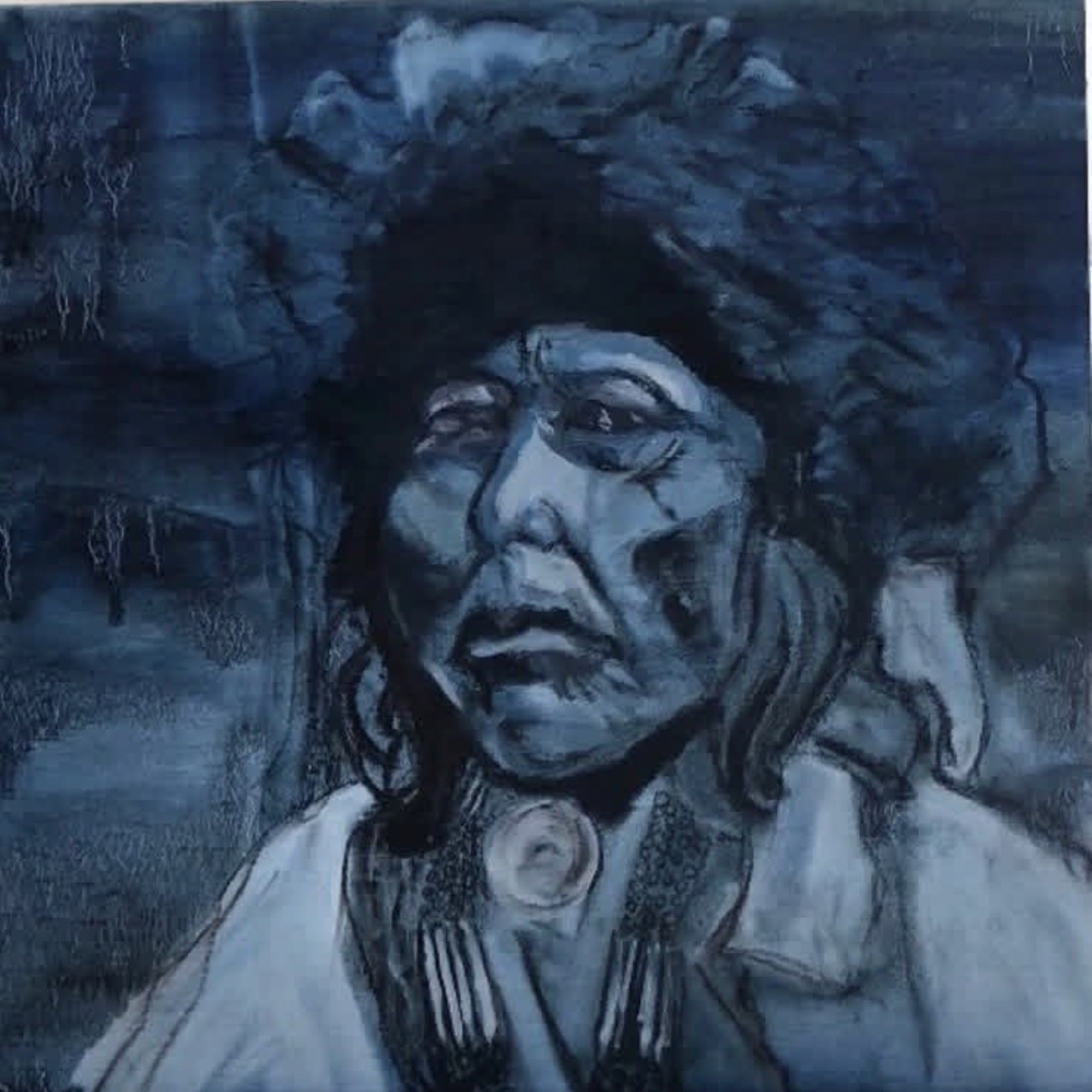 Ute Man at Night, Oil by Annie Decamp