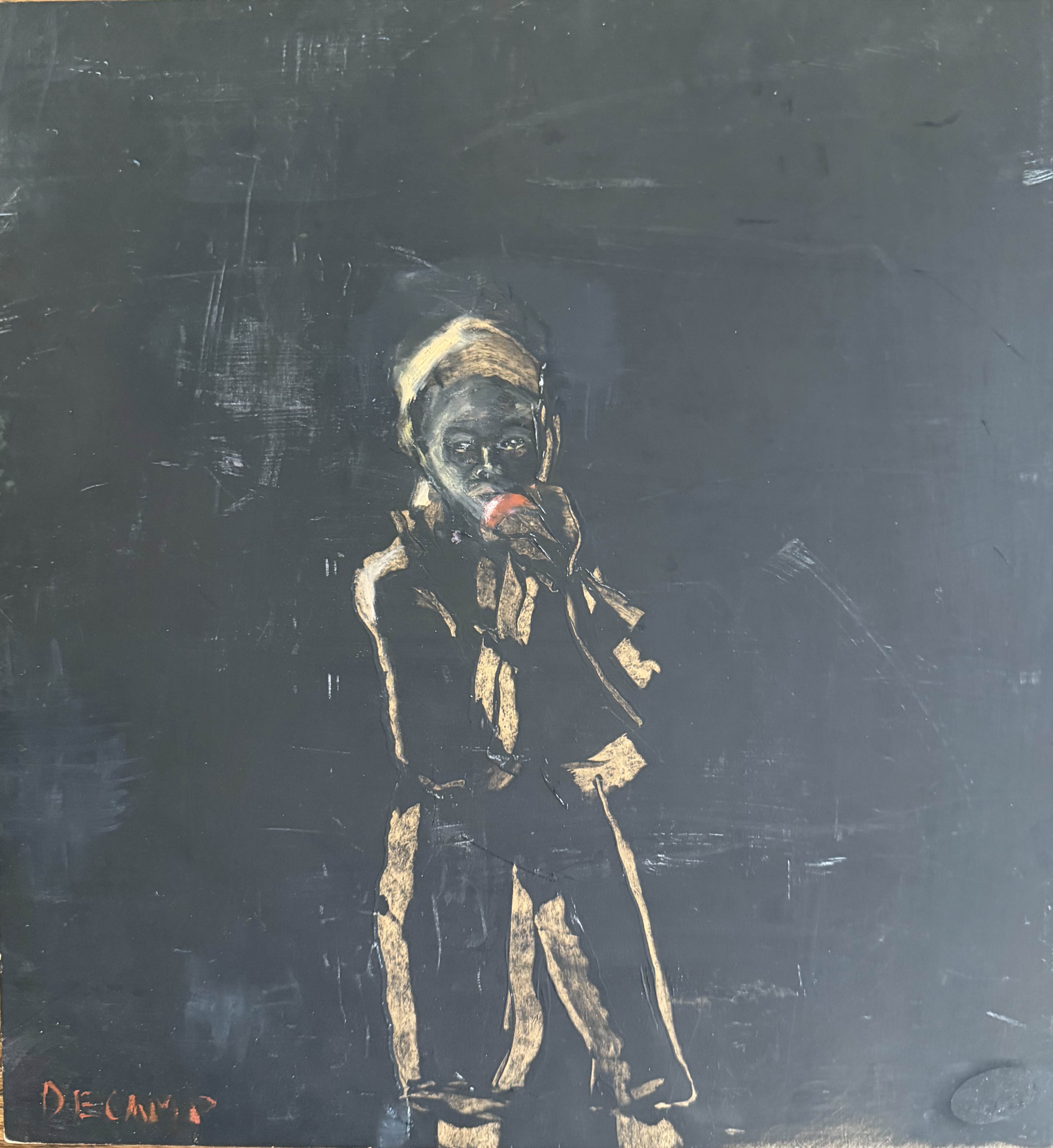Boy with Apple, Oil by Annie Decamp