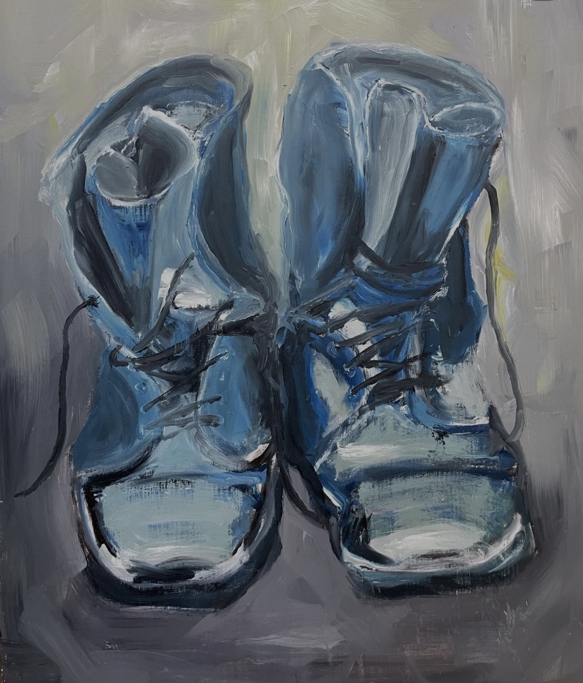 Blue boots, Oil by Annie Decamp
