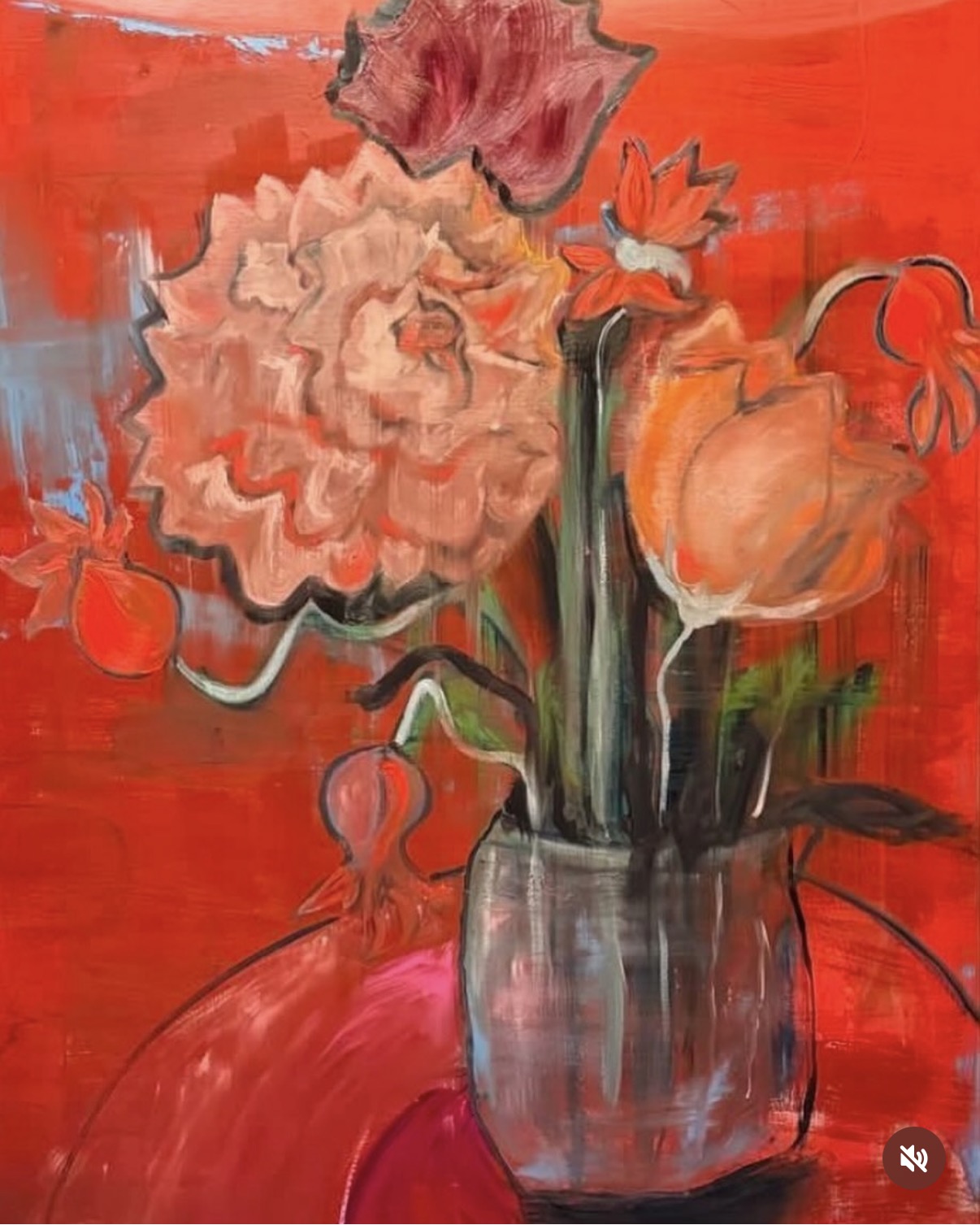 Red is Red is Red, Oil on panel by Annie Decamp