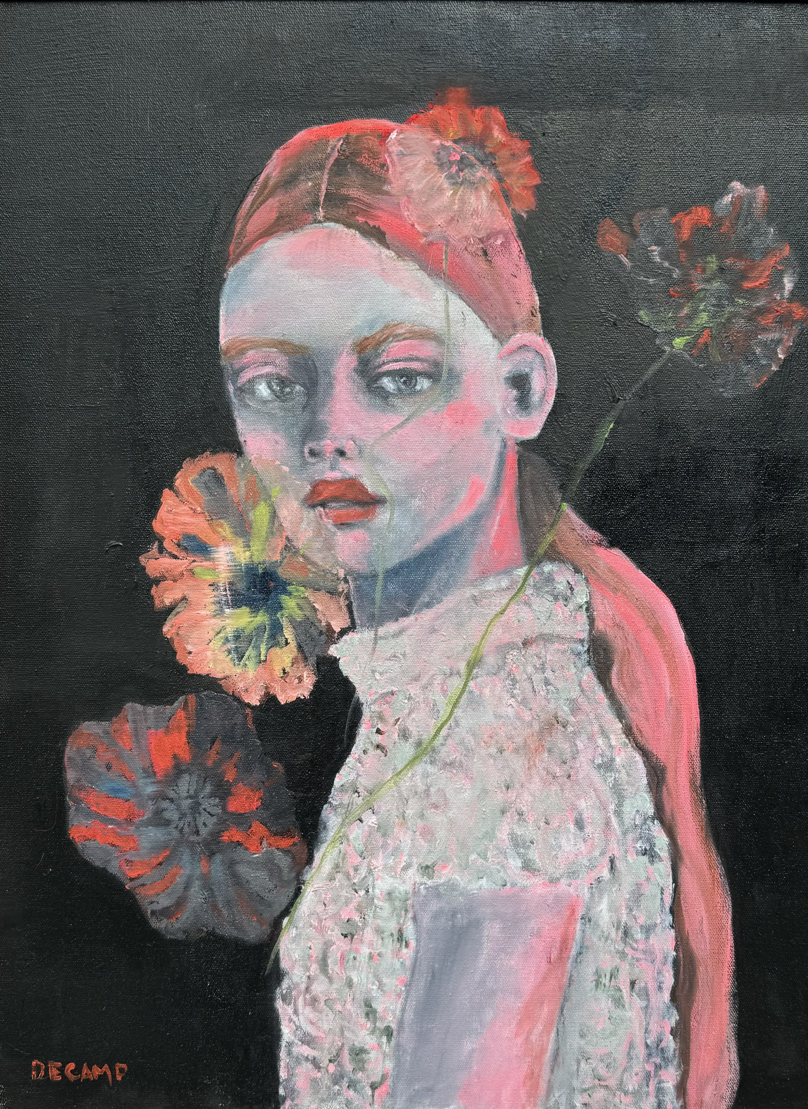 Theodora, Oil on Wood panel by Annie Decamp