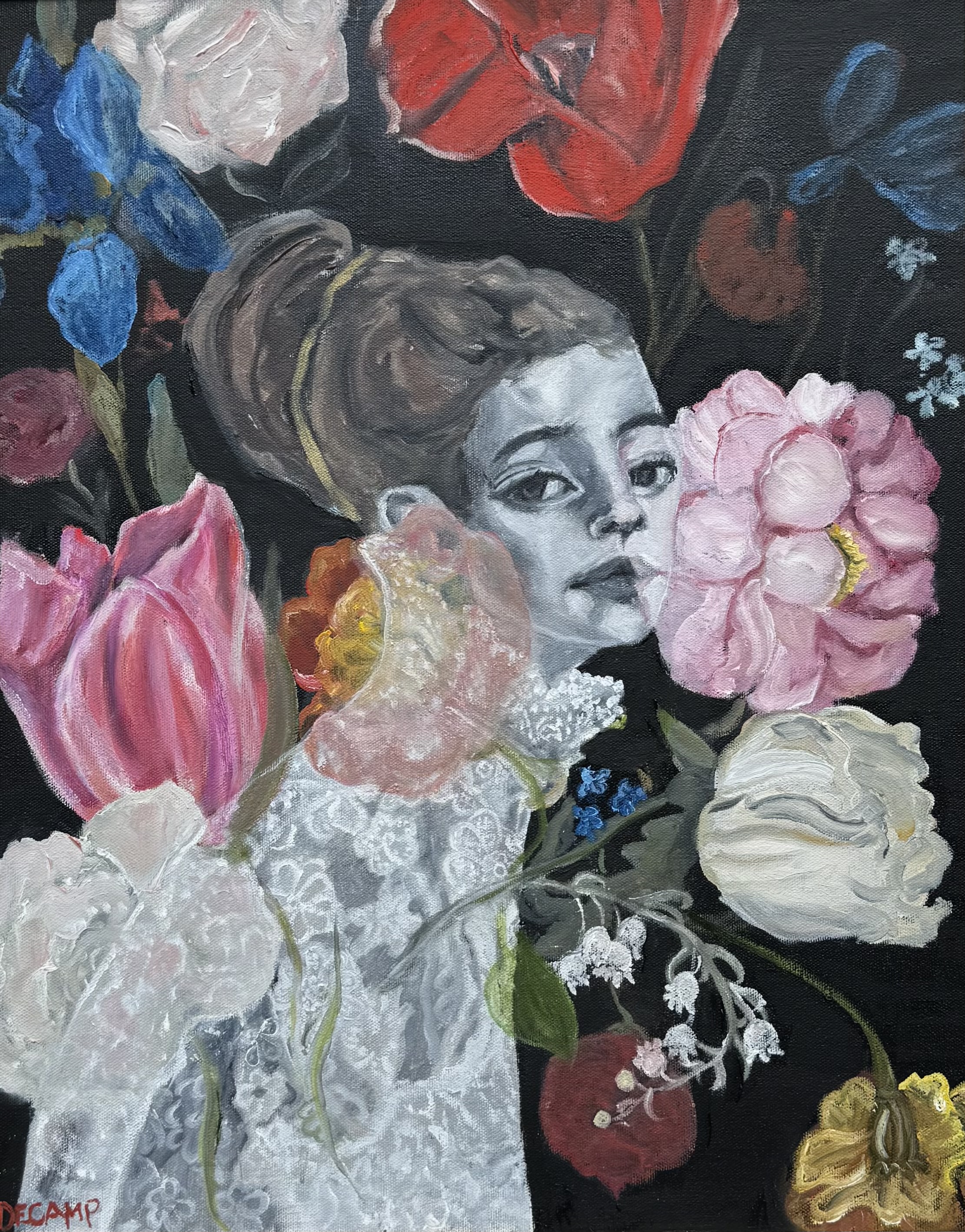 Mignon, Oil on Wood panel by Annie Decamp