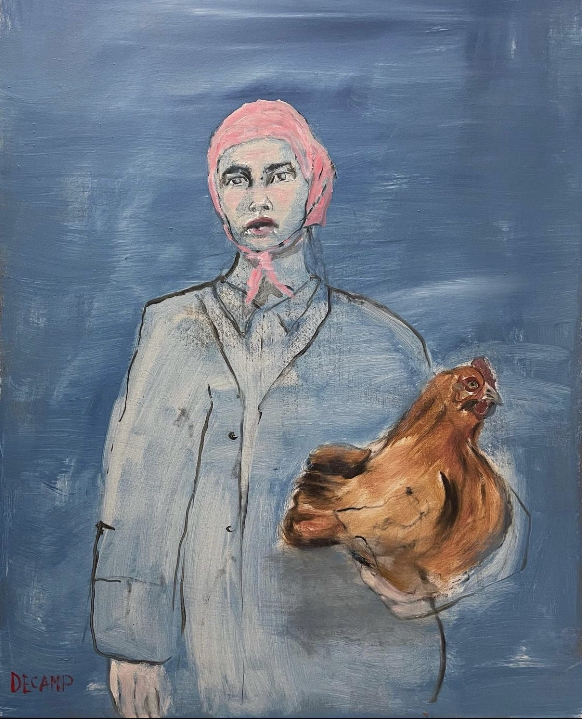 Love on the Farm, Oil on wood panel by Annie Decamp