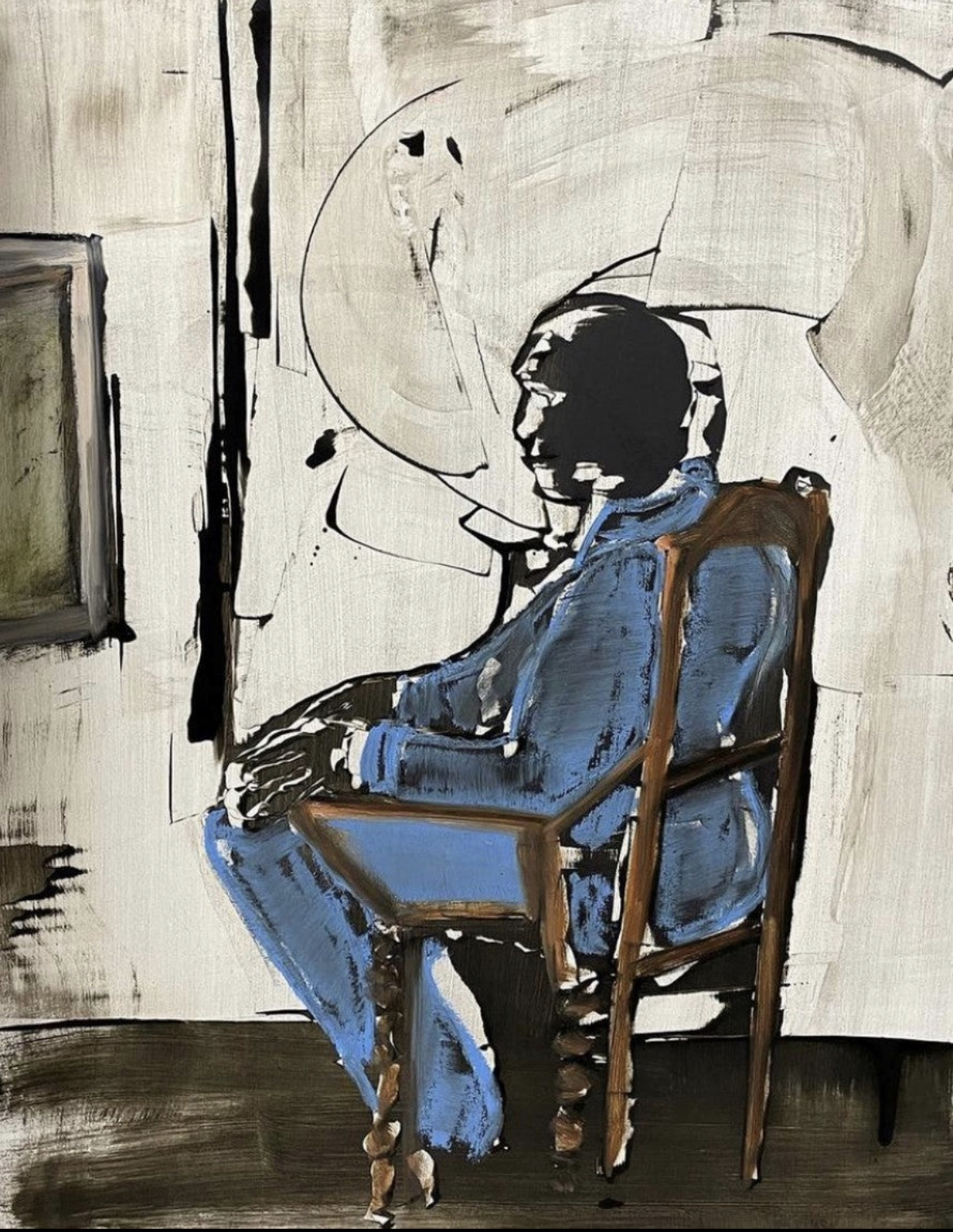 Man by Window, Oil on wood panel by Annie Decamp