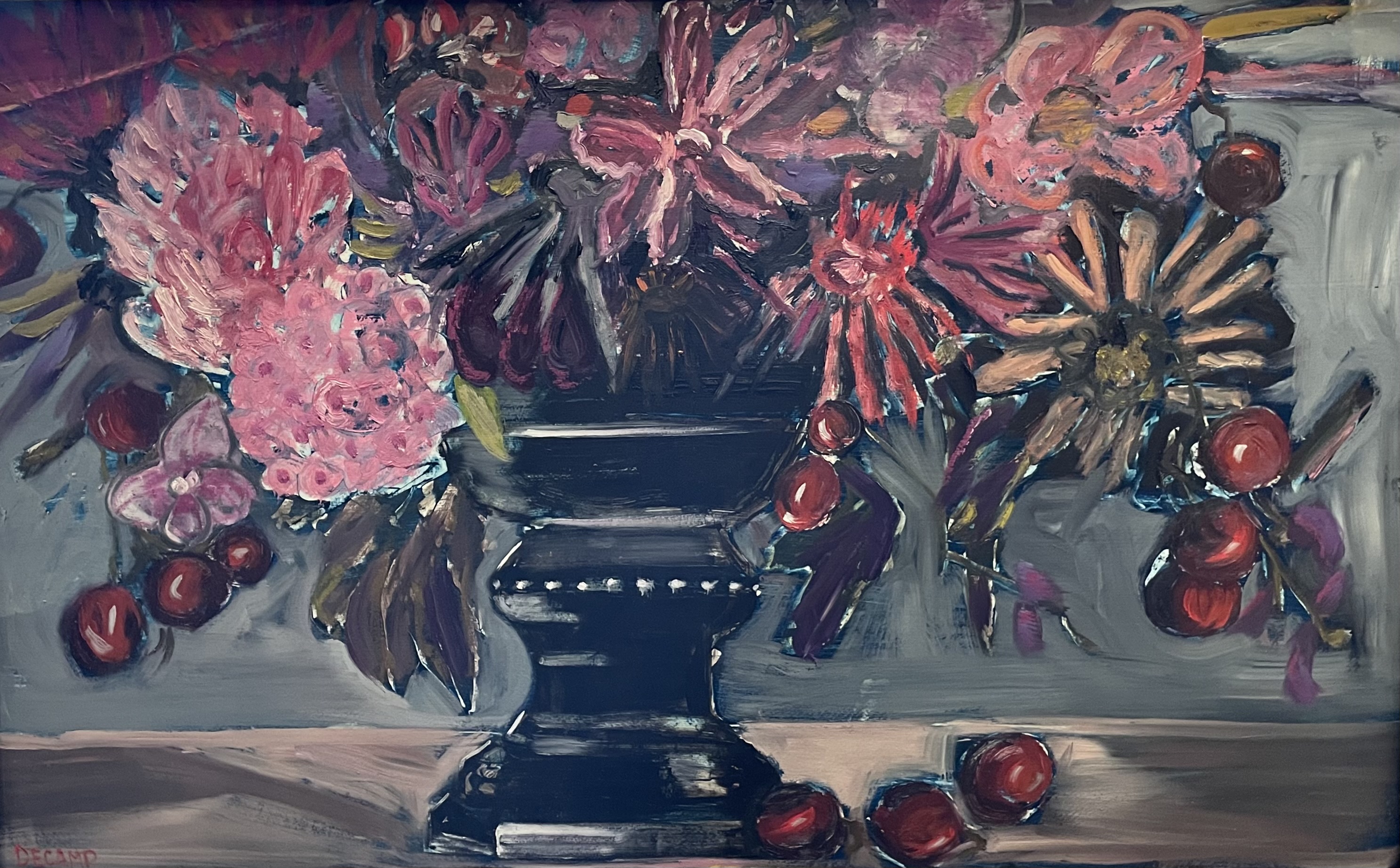 Flowers Wide Open, Oil on Paper by Annie Decamp
