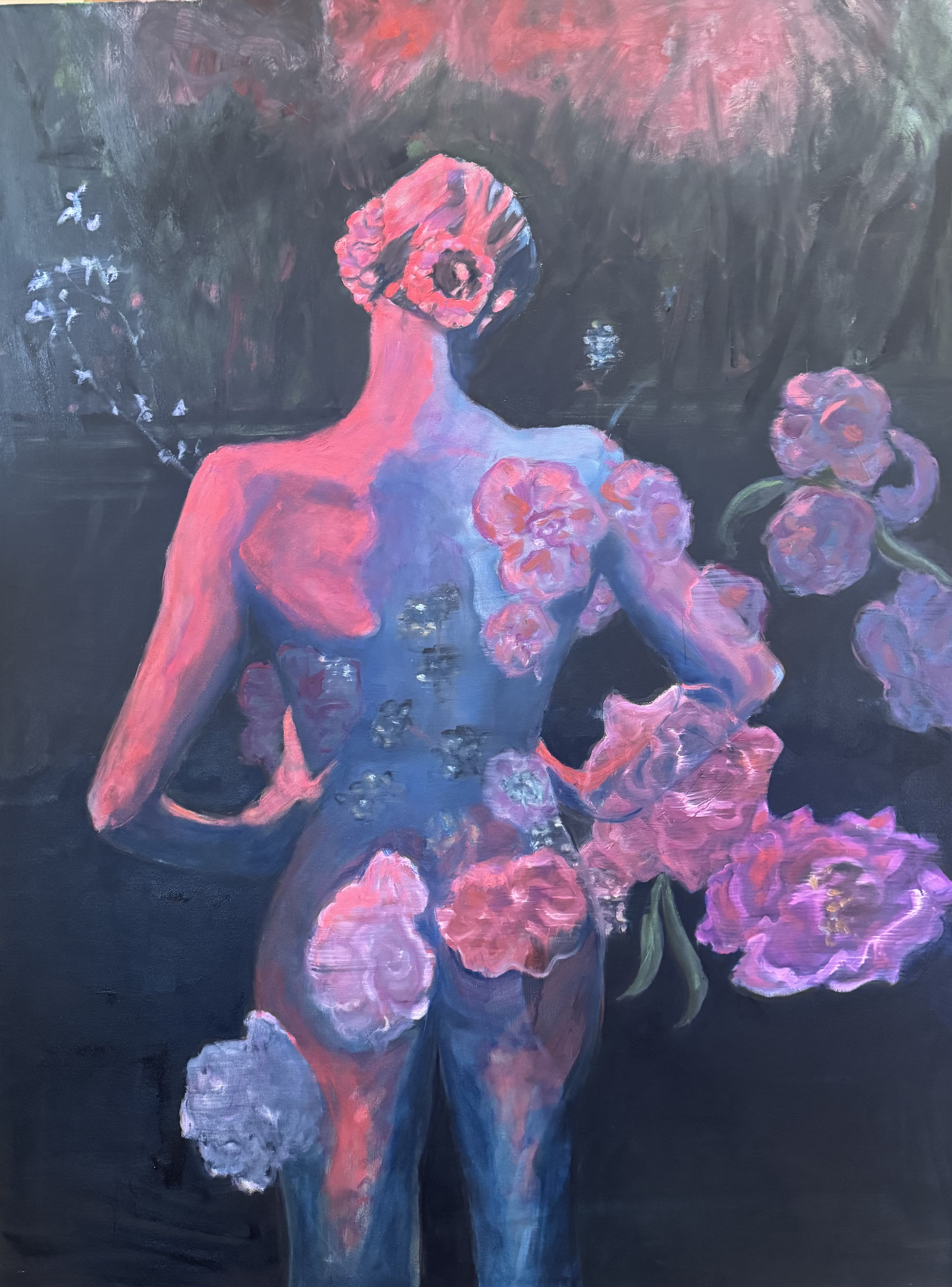Night Swim, Oil on Wood panel by Annie Decamp