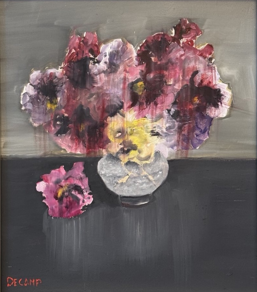 Powerful Pansies, Oil by Annie Decamp
