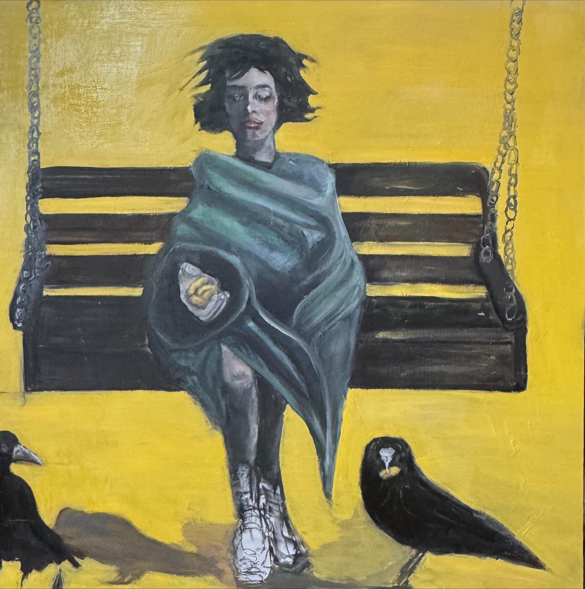 Waiting for Arlo, framed, oil by Annie Decamp